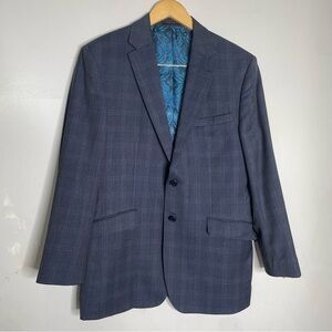TED BAKER Endurance Blue Plaid Checkered Jacket Blazer 40R Wool
